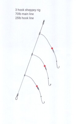4x 3 Circle Hook No 2/0 Sheppey Rig Meeresangelausrüstung BASS/COD/FLATTY
