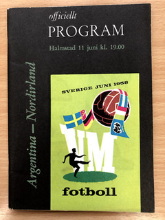 ARGENTINA v NORTHERN IRELAND 1958 WORLD CUP PROGRAMME