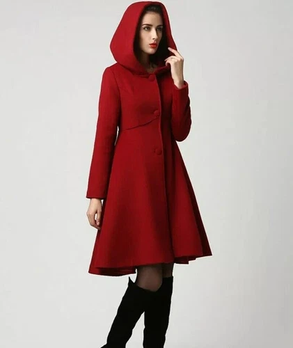 Women Winter Hooded Overcoat Trench Coat Wool Blends Long Jacket Outwear Parka!@ - Picture 11 of 15