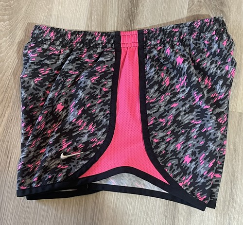 Nike Dri Fi Tempo Athletic Running Shorts Lined 3” Pink & Black Camo Print YM - Picture 4 of 5