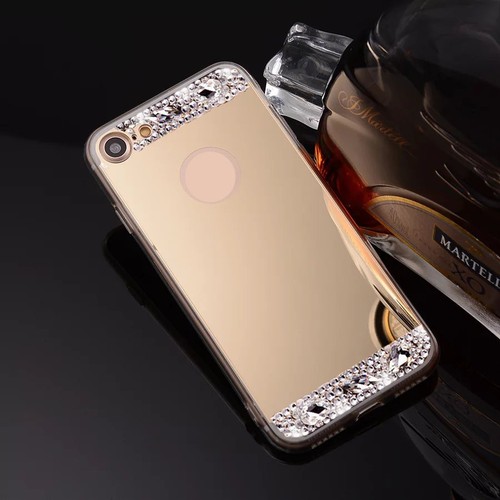 Bling Diamond Crystal Ring Holder Kickstand Mirror Makeup back Soft Case Cover - Picture 4 of 12