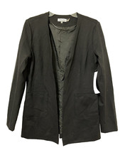 NWT Calvin Klein Open-Front Collarless Blazer 6 Black Pocket Career Work