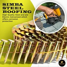 7200Pcs, 15 Degree, 1-1/4" × 0.12" Coil Roofing Nail, Galvanized, SimbaSteel