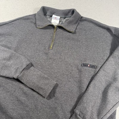 Vintage Handcuffs Patent Pending Fleece Lined 1/4 Zip Sweatshirt Gray USA XL