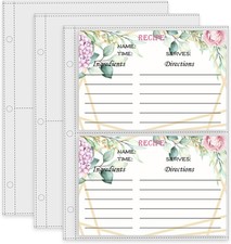 Recipe Card Page Protectors, Mini Half-page Binder Sheets