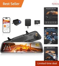 4K Mirror Dash Cam 12 Inch Screen Night Vision GPS WiFi Backup Camera for Car