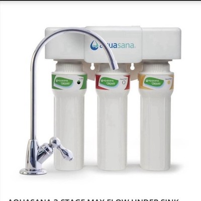 Aquasana 3-Stage Max Flow Under Sink Water Filter System w/ Chrome Faucet