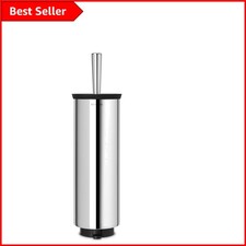Image of Durable Silver Toilet Brush with Removable Holder - Perfect for Modern Bathrooms