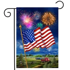 Briarwood Lane American Flag Firework Garden Flag