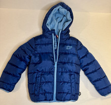 Reebok Kids Puffer Jacket Blue Hooded Fleece Lined Winter Coat Size 5/6