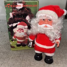 Vintage Bell Ringing Walking 10" Santa Claus Battery Operated w/ Box NON WORKING