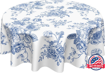 Mantel redondo 60 pulgadas limón azul amarillo estilo campo francés floral