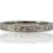 Blue Nile 14kt White Gold Milgrain Stackable ...