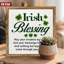Lucky Irish Decor Wooden Plaque Irish Blessing Quote Art For St Patricks Day