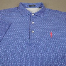 Turtleson Polo Shirt Mens Large Blue Floral Golf Performance Stretch Tech