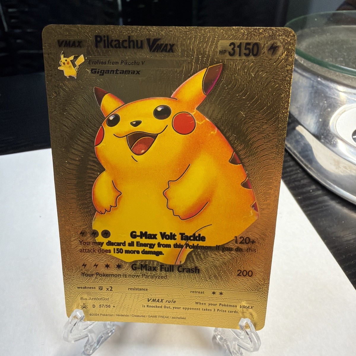 Pikachu VMAX Gold Foil Fan Art Card Hp3150 G-Max Full Crash