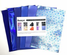 Ramya 6 Pc Blue Faux Leather Sheets Craft Vinyl Bundle Mixed Textures 8x12