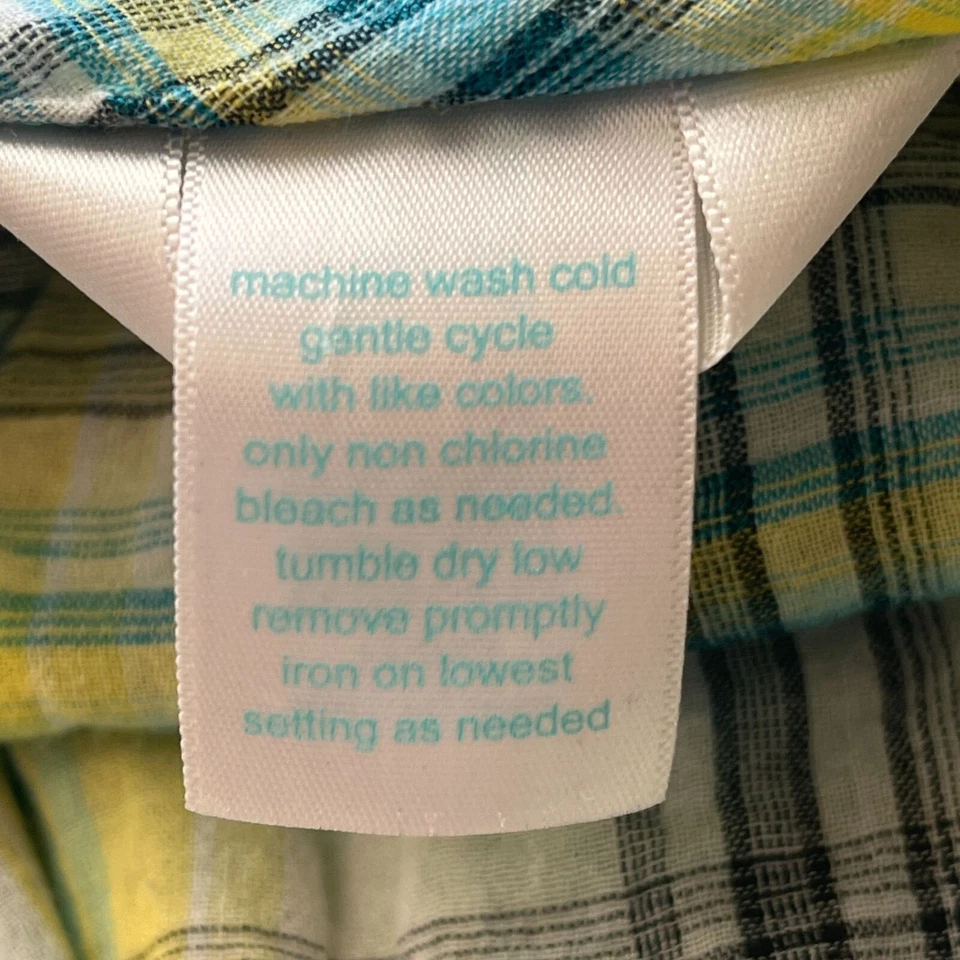 Kirra Juniors Sz S Snap Front Plaid Western Shirt Green Blue - Image 4 of 4