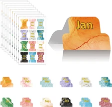 120 PCS Monthly Planner Tabs – Marble Adhesive Month Stickers, Self-Adhesive Tab