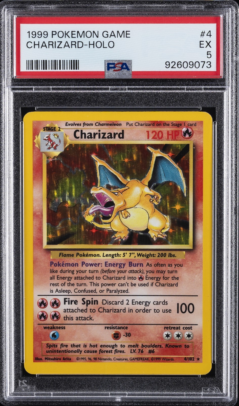 1999 POKEMON GAME #4 CHARIZARD-HOLO PSA 5
