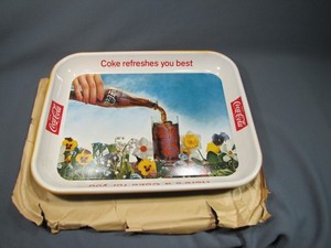 Vint 60's COCA-COLA Metal Tray - Coke Refreshes You Best- Here's a Coke For You