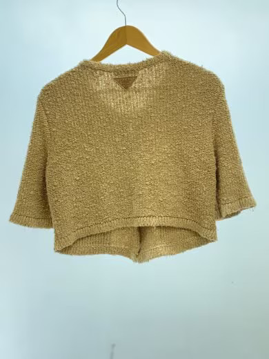 PRADA Boucle Cardigan with Gold Embossed Buttons/ Size 44/ Silk/ Beige/ P25L72 thumbnail 2