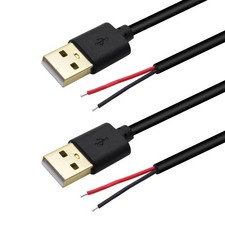 2 PCS USB 2 Wire Pigtail Cable 6.5Ft USB 2.0 A Male 2 Pin Bare Wire 5V 5A