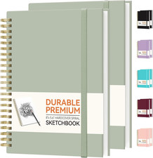2 Pack Blank Spiral Notebook, 8"X 5.6"Hardcover Sketch Book, 100GSM Thick Paper,