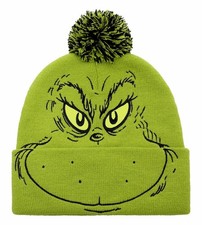 Dr. Seuss The Grinch Big Face Knit Pom Beanie