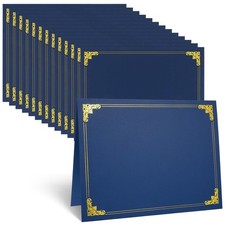 Certificate Holder, 12 Pack Navy Blue Diploma Cover Gold Foil Border
