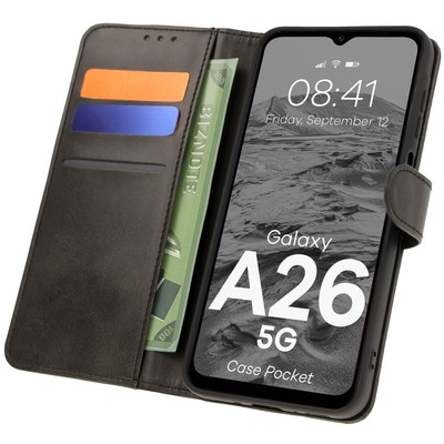 Handyhülle mit Klappe für Galaxy A26 5G Bizon Case Cover Schutz Hülle Schwarz