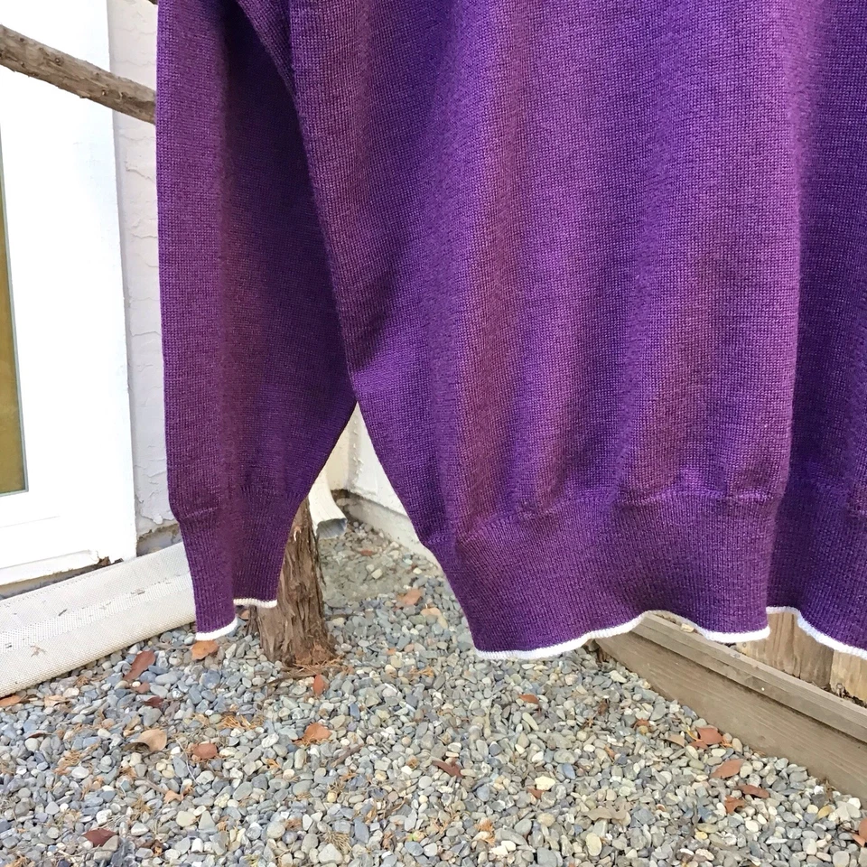 Brioni For Neiman Marcus Purple 100% Lana Wool Italian Tailored Luxury Sweater - Image 3 of 4