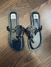 NWT DV Dolce Vita Women Navy Patent Slide Sandal Flip Flop Thong Gotie - 8
