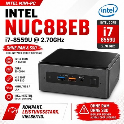 Intel NUC8BEB i7-8559U 2.70GHz   OHNE RAM & SSD /  inkl. Netzteil #A31