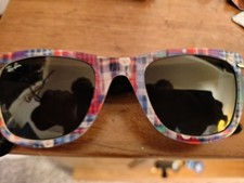 Ray-Ban Square Plaid Multicolor Plastic Men's Sunglasses Black Tinted Lens