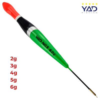 YAD Classic Laufpose Float 3 Rot Grün Pose 2-6g Nachtangeln Aal Zander Karpfen