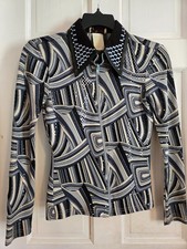 Ladies Equestrian Show Shirt Blue Shimmer Design