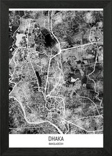 Dhaka Bangladesh City Map Framed Wall Art Poster Canvas Print Picture
