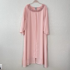 Catherines Mother of the Bride Maxi Dress Flyaway Beaded Blush Pink Plus 5X