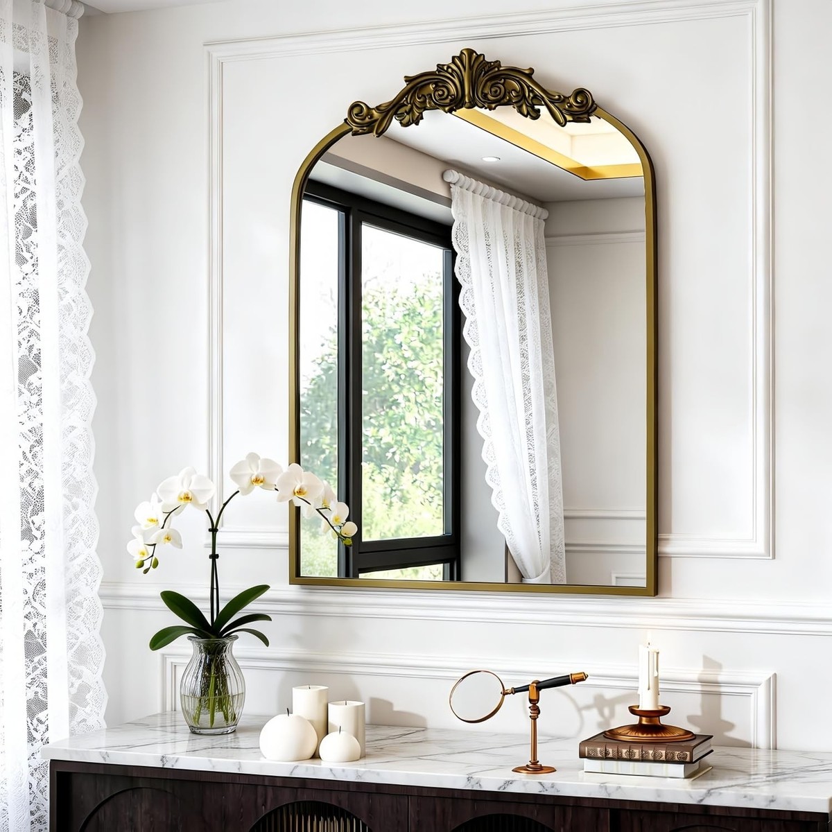 Antique Arched Wall Mirror, 22