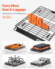 Universal Roof Rack Cargo Carrier Basket - 64x50x4.1 in Car Top Luggage Holder w