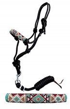 Showman PONY SIZE Beaded Nose Cowboy Knot Rope Halter w/ Lead