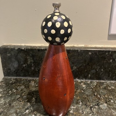 Art Pepper Mill Grinder Gourd  by William Bounds 1996 Polka Dot/Amber/Teak 8.75''