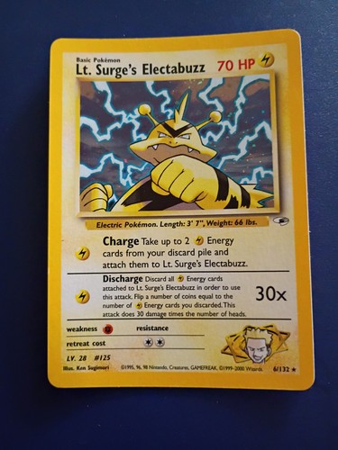 pokemon Card Lt. Surge's Electabuzz 006/132 Gym Heroes Holo