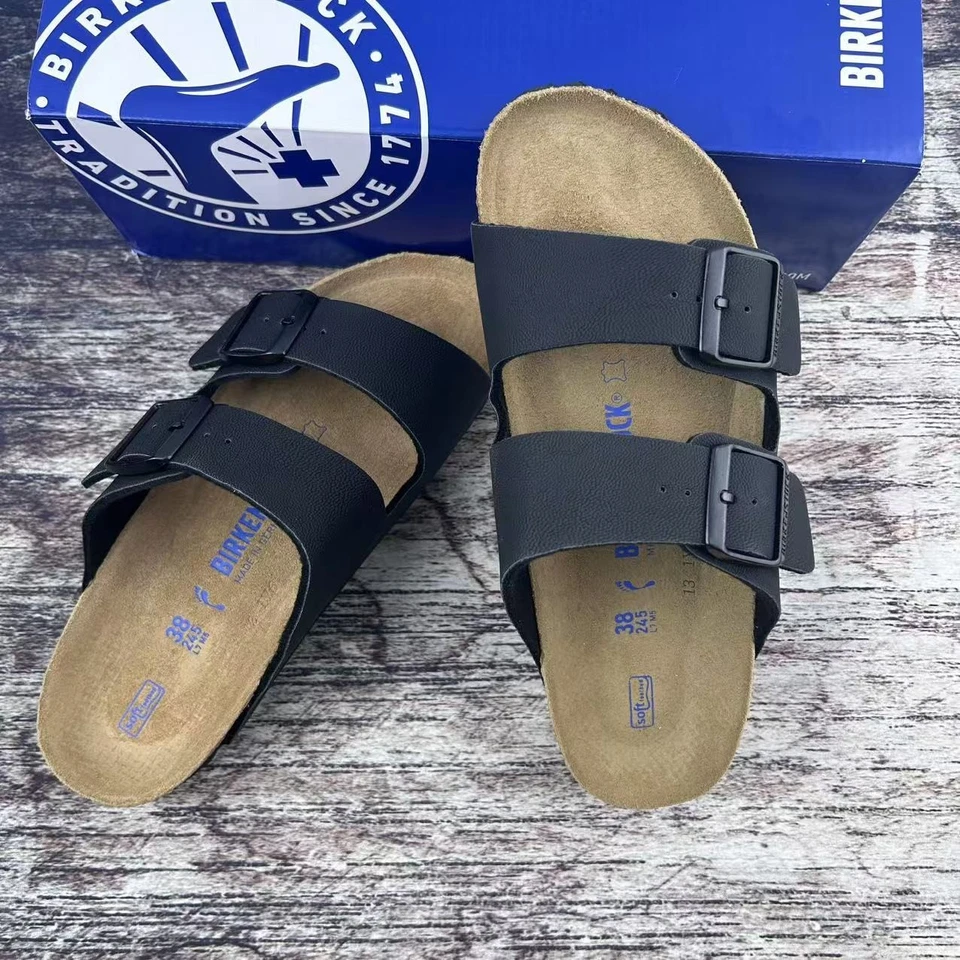 Sandalias Birkenstock Arizona Plantilla Suave Negras Birko-Flor Unisex Talla EU37-45 Foto 4 de 4