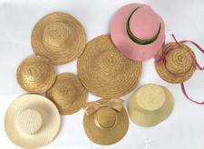 Vintage Doll Hat Lot Woven Straw Assorted Sizes