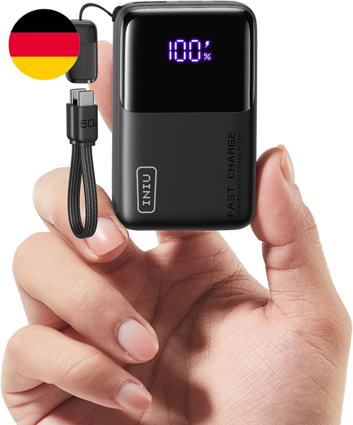 Iniu Ultra Mini Powerbank, 10000Mah 45W Schnellladen Mit USB C Kabel-image