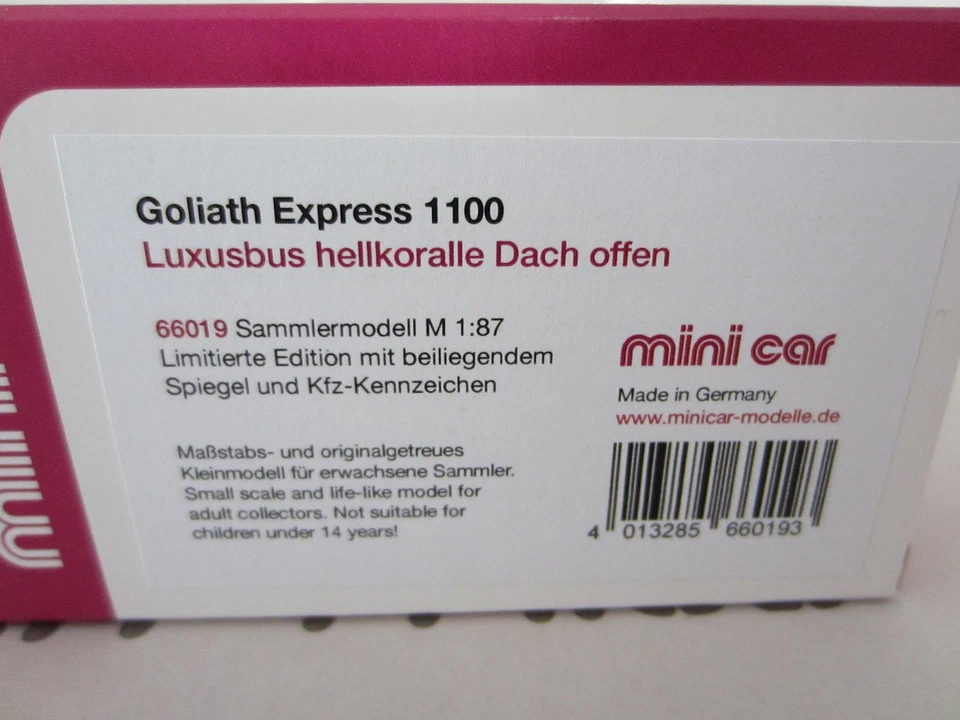 MINI CAR GOLIATH EXPRESS 1100 LUXUSBUS model is PLASTIC - HO or 1:87 scale - Image 2 of 2