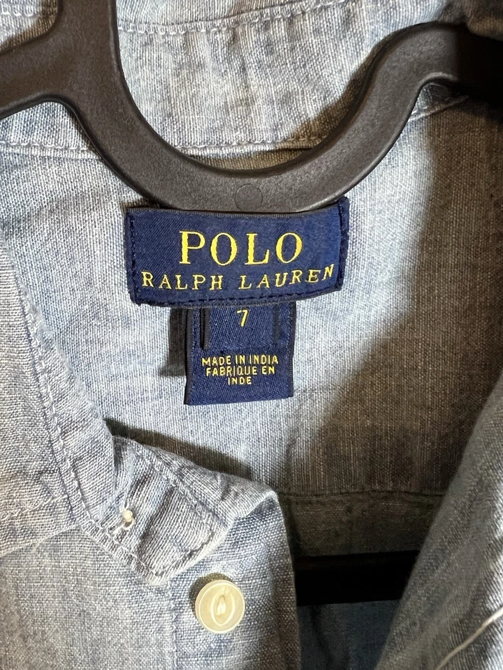 NWT Polo Ralph Lauren Denim Button Up Shirt Boys Size 7 Short Sleeve - Image 2 of 4