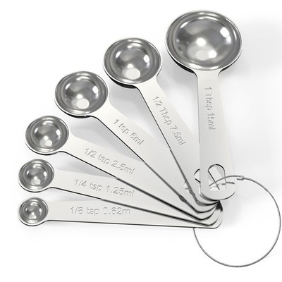 TILUCK Stainless Steel Measuring Spoons 1/8, 1/4, 1/2, 1 tsp, 1 tbsp, Sliver